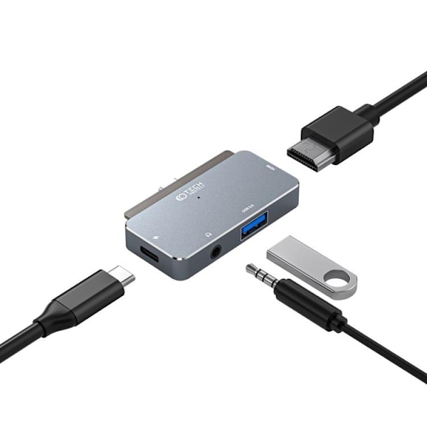 Tech-Protect V6-Hub Adapter 4in1 - Grå Grå