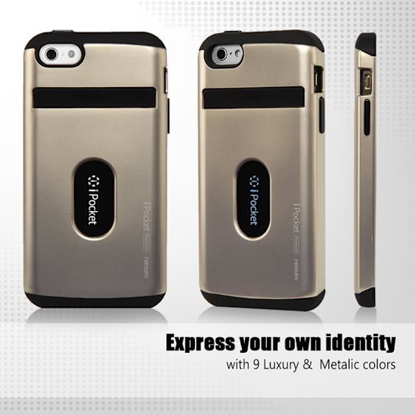 Mercury iPocket Premium skal med kortplats till Apple iPhone 6(S) Plus - Gold