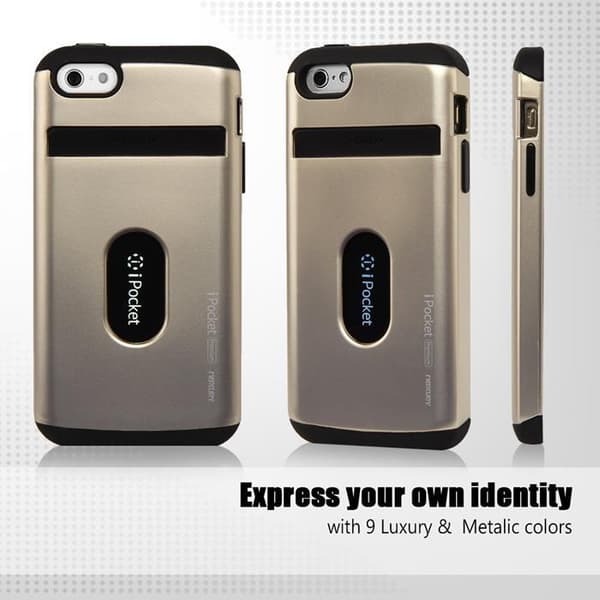Mercury iPocket Premium Taske med kortplads til Apple iPhone 6 (S) Plus - Guld Guld