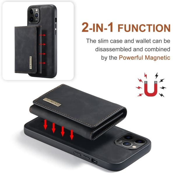 DG.MING M1 Series Magnetisk Tri-fold Plånboksfodral KonstLäder - Svart