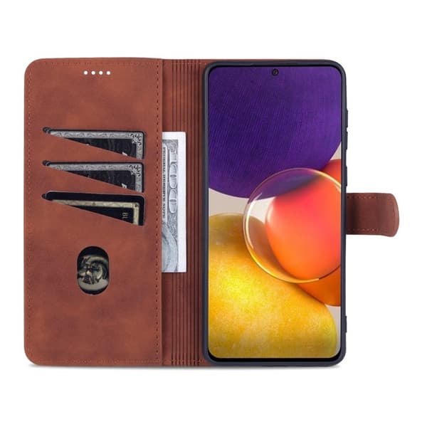 AZNS Samsung Galaxy A73 5G Plånboksfodral Konstläder - Brun
