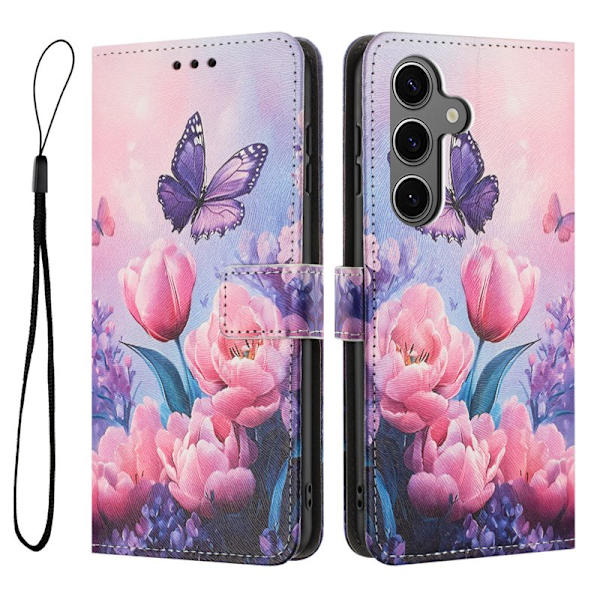 Plånboksfodral för Samsung Galaxy S26 Plus Mönstertryck Konstläder - Rosa