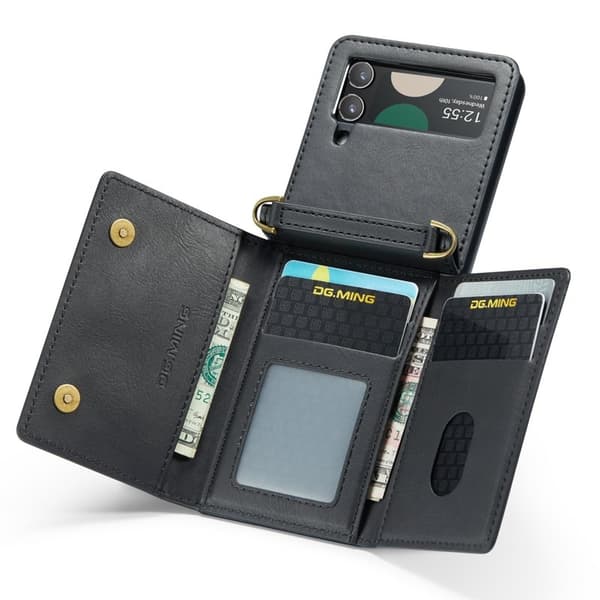 DG.MING Samsung Galaxy Z Flip4 Plånboksfodral RFID-Skydd Svart