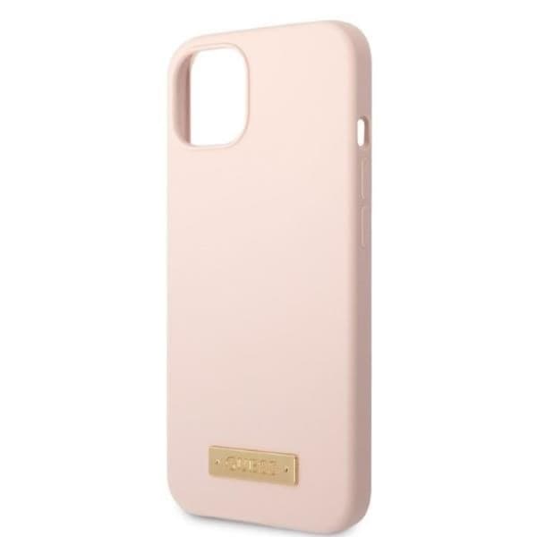 Guess iPhone 13 Skal MagSafe Silicone Logo Plate - Pinkki Rosa