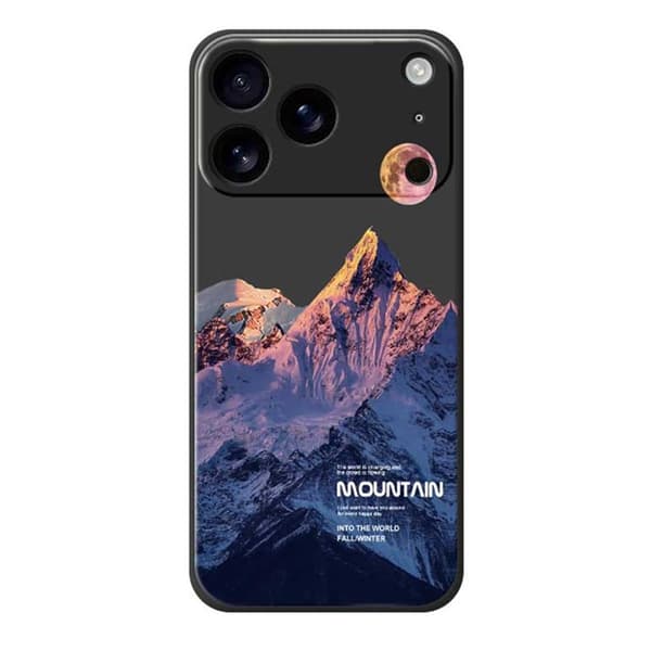 Mobilskal till iPhone 17 Pro Blue Snow Mountain Pattern TPU - Svart Svart