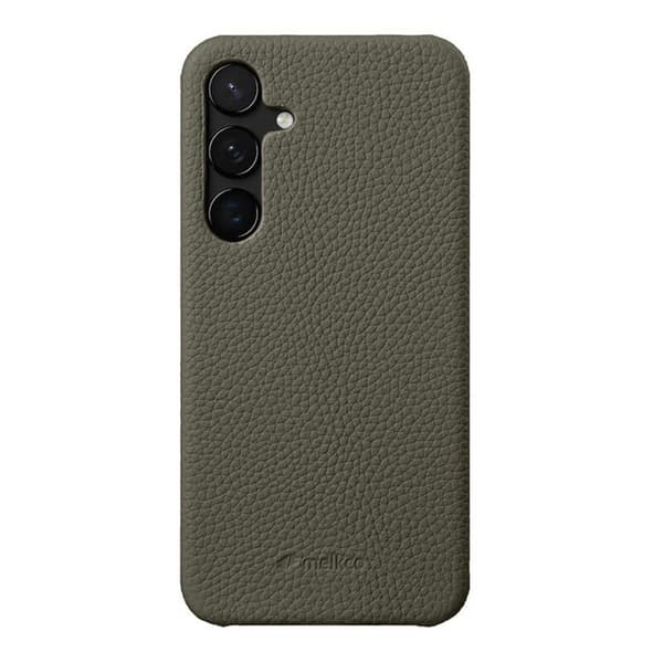MELKCO Mobilskal till Samsung Galaxy S25 Äkta Läder PC Grå