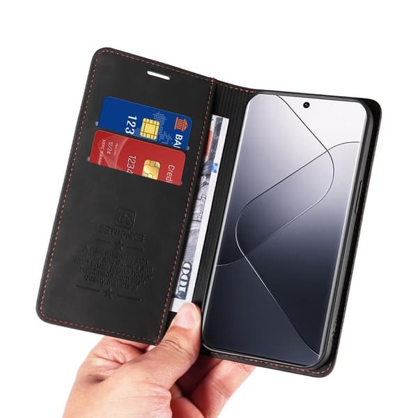 BETOPNICE 003 för Xiaomi 14 Pro Plånboksfodral Konstläder - Svart