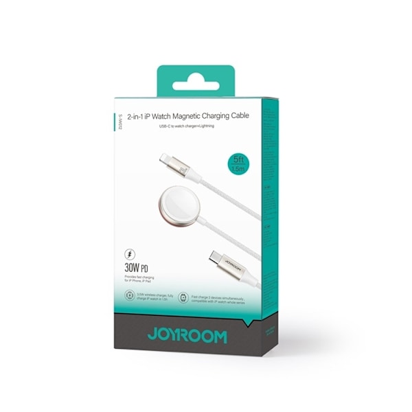 Joyroom 2in1 Lightning Kabel Och Inductive Laddare 1.5m - Vit Vit