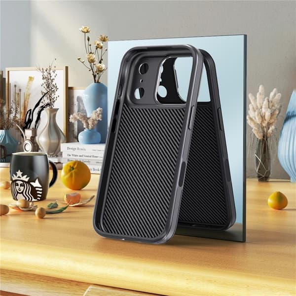 IPAKY Mobilskal till iPhone 17 Pro Max Carbon Fiber - Guld Guld