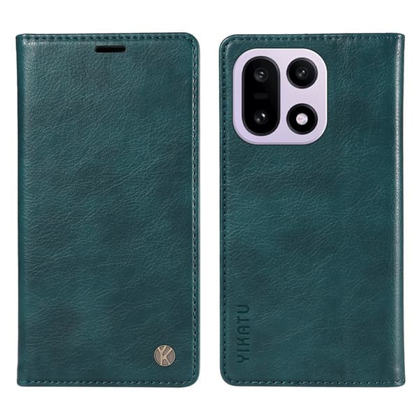 YIKATU OnePlus 15 Plånboksfodral Litchi Closure Konstläder Blå