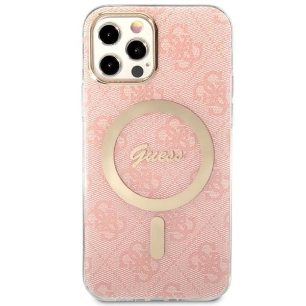 Guess iPhone 12/12 Pro Magsafe Skal Print + Trådlös Laddare - Rosa