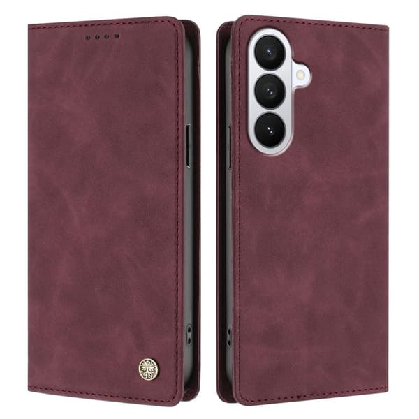 Plånboksfodral för Samsung Galaxy S26 Plus Konstläder RFID - Vinröd