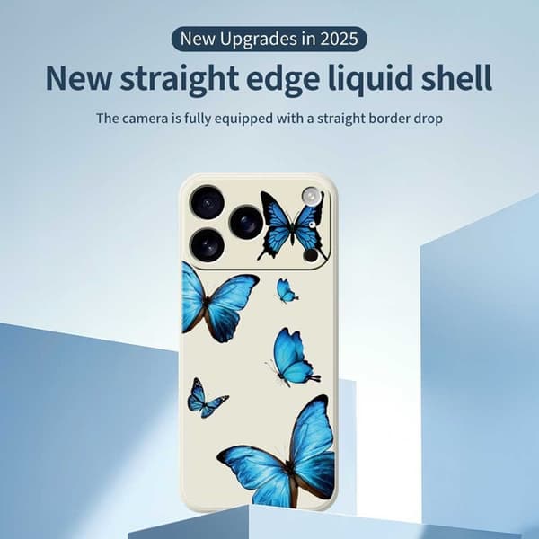 Mobilskal till iPhone 17 Pro Max Blue Butterflies Pattern TPU - Lila Lila