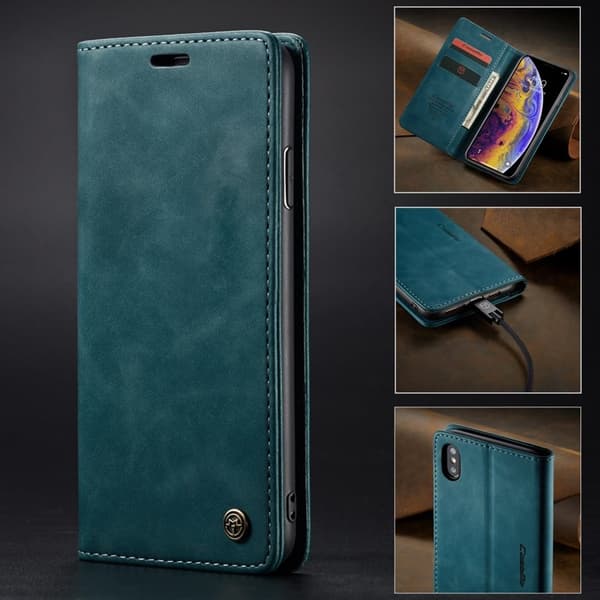 CASEME 013 Plånboksfodral Konstläder för iPhone XS Max - Blå