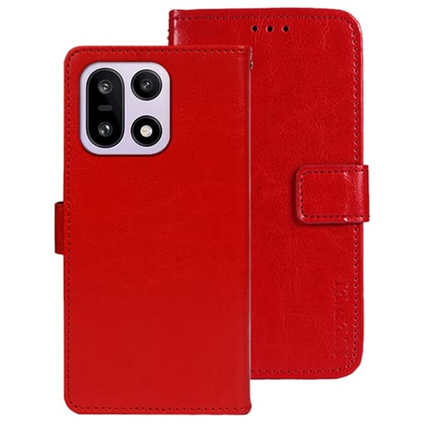 IDEWEI OnePlus 15 5G Plånboksfodral Crazy Horse Konstläder Röd