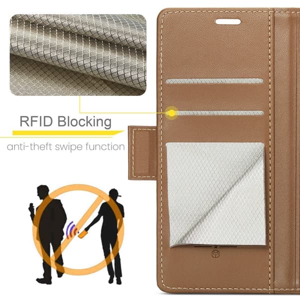 CASEME Plånboksfodral Konstläder för Samsung Galaxy S25+ - Brun