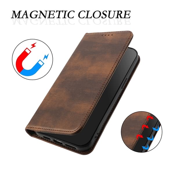 OnePlus 15 5G Plånboksfodral Retro RFID-Skydd Konstläder Brun