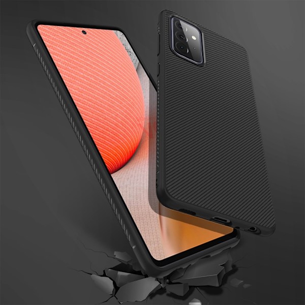 Twill Texture flexicase cover til Galaxy A72 5G - Sort Black