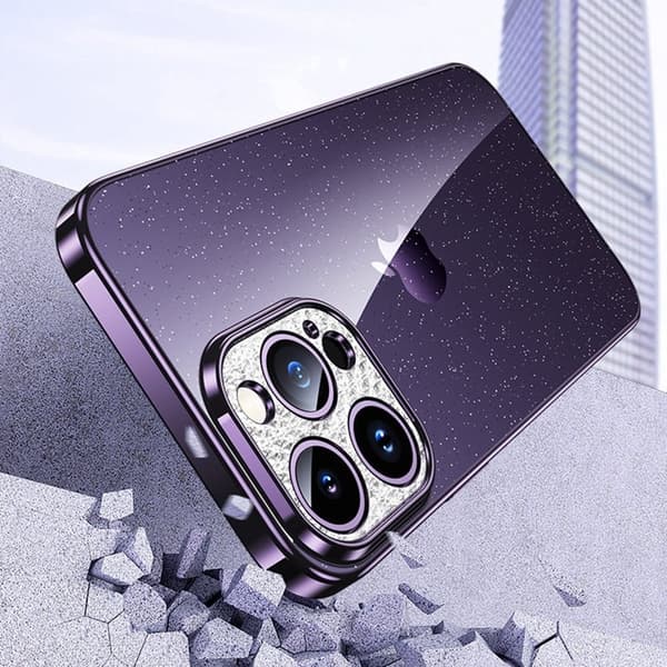 SULADA Mobilskal till iPhone 14 Pro Rhinestone Glitter TPU Svart
