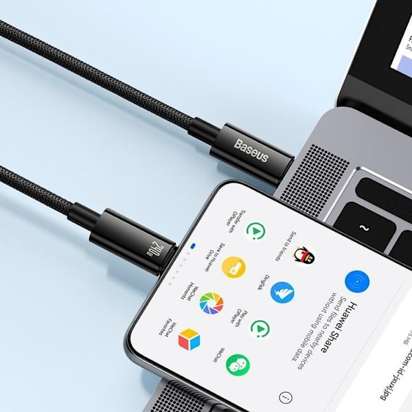 Baseus USB-C till USB-C kabel 480Mb/s 240W 2m Tungsten Guld Svart