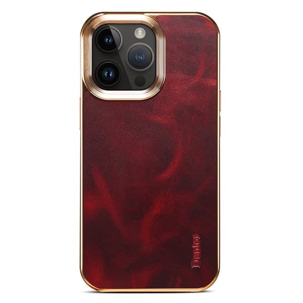 DENIOR Mobilskal till iPhone 15 Pro Max i äkta läder och PC - Röd
