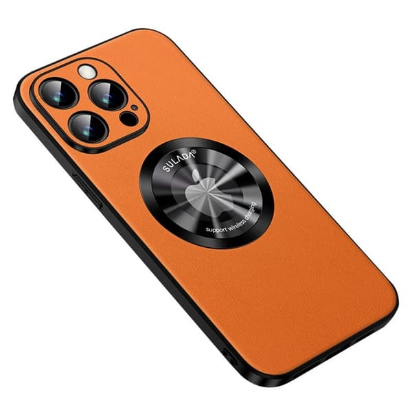SULADA Mobilskal till iPhone 14 Pro MagSafe Läder TPU - Orange