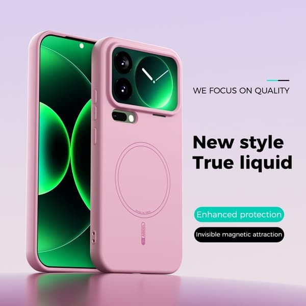ABEEL Mobilskal till Xiaomi 17 Pro Max MagSafe Liquid Silicone Rosa