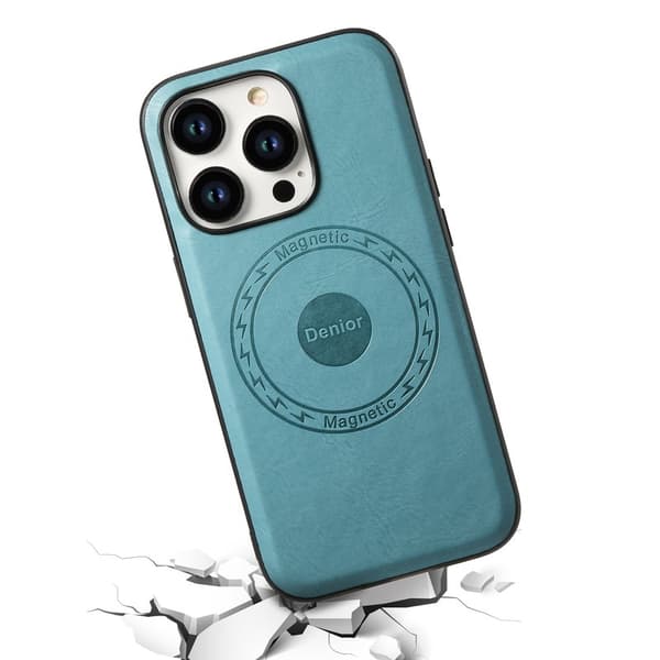 DENIOR Mobilskal till iPhone 15 Pro Max PU-läder Belagt TPU+PC - Blå