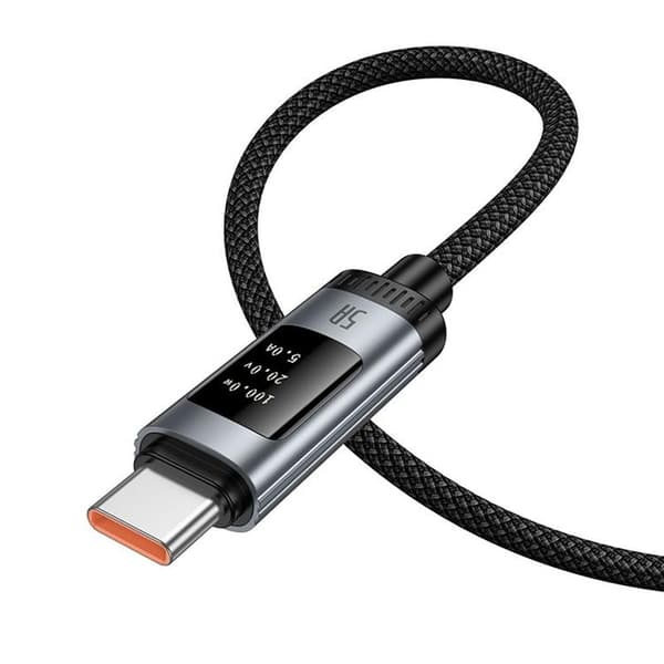 HOCO USB-A till USB-C 100W Kabel 6A 1.2m med Display U148 - Svart Svart