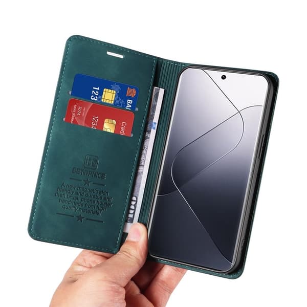BETOPNICE 003 för Xiaomi 14 Pro Plånboksfodral Konstläder - Grön