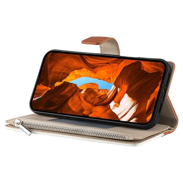 Samsung Galaxy S26 Edge Plånboksfodral Dragkedja Konstläder Flip - Brun