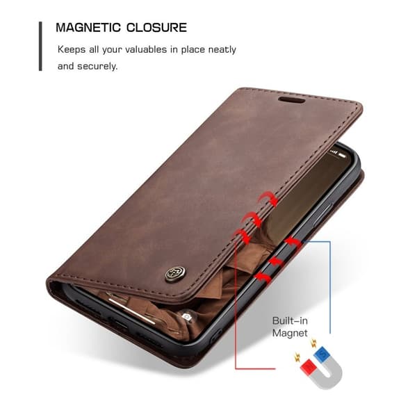 CASEME 013 KonstLäder Plånboksfodral för iPhone XR - Brun