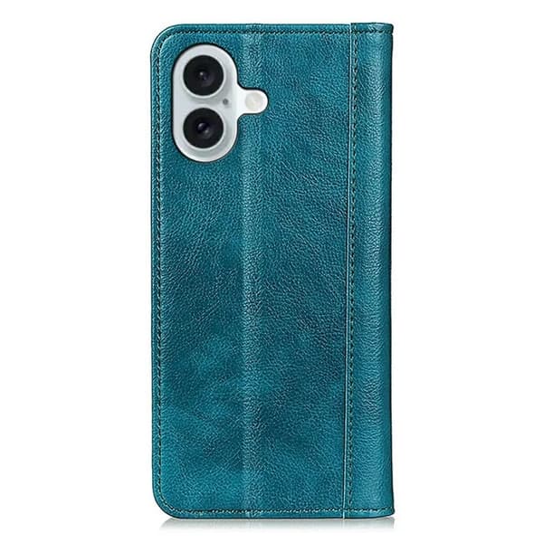 iPhone 17 Plånboksfodral Äkta Läder Litchi - Grön Grön