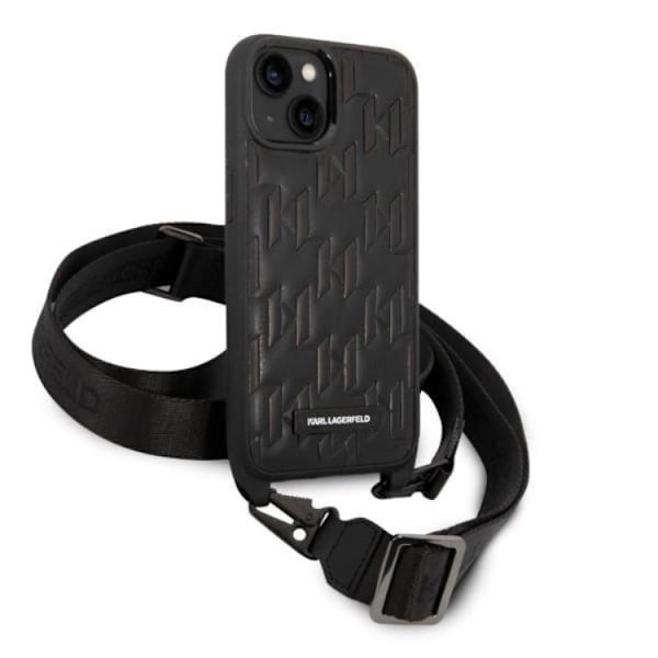 Karl Lagerfeld iPhone 14 Plus Skal med halsband Plaque Logo Strap - Svart Svart