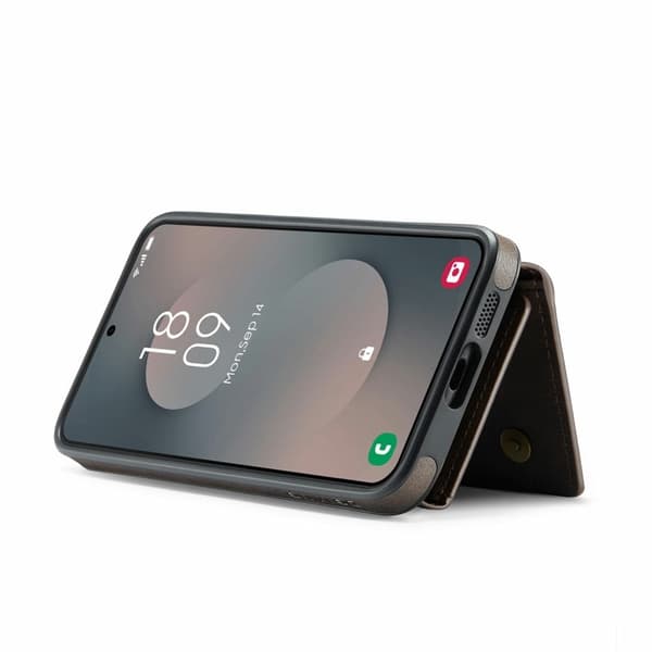 DG.MING Konstläder Plånboksfodral för Samsung Galaxy S25 FE - Brun