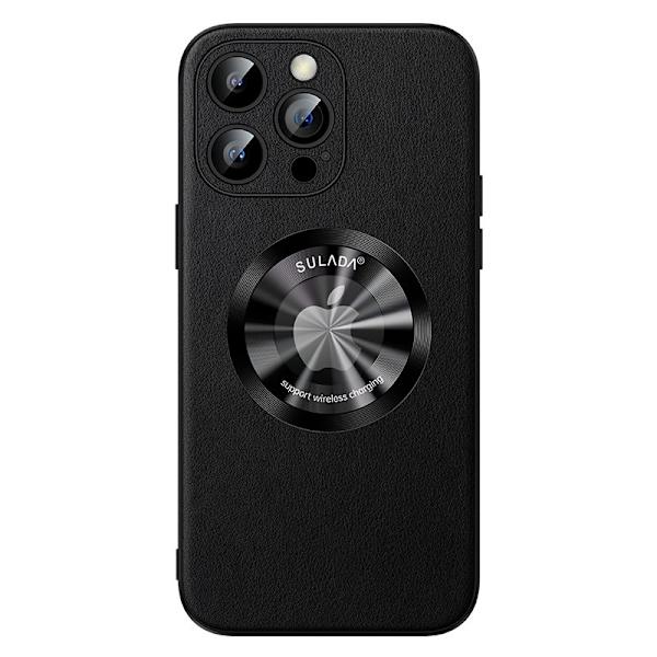 SULADA Mobilskal till iPhone 15 Pro Max Microfiber Läder + TPU - Svart