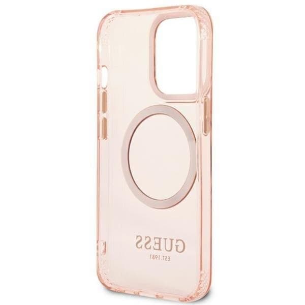 GUESS iPhone 13/13 Pro Skal MagSafe Gold Outline Translucent - R Rosa