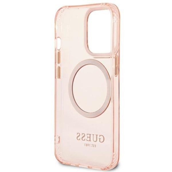GUESS iPhone 13/13 Pro Skal MagSafe Gold Outline Translucent - Rosa