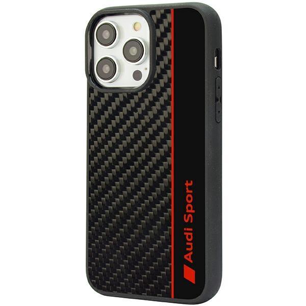 Audi iPhone 14 Pro Max Mobilskal Carbon Fiber Stripe - Sort