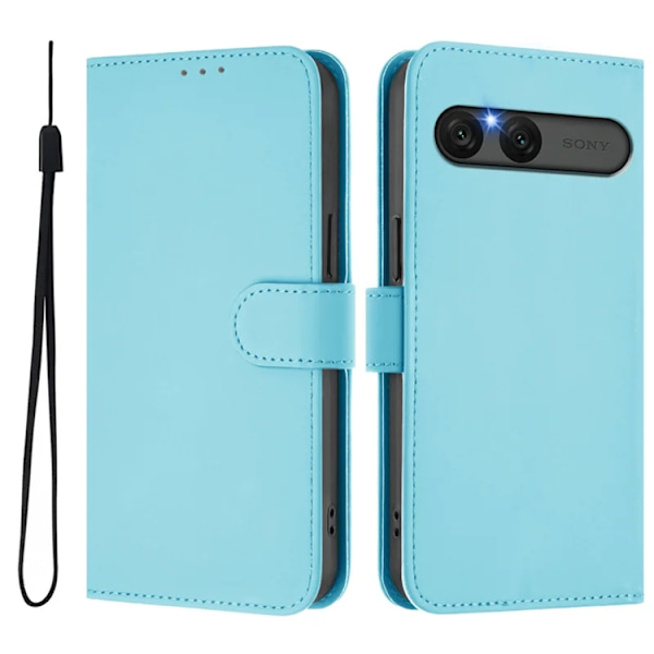 Sony Xperia 10 VII Plånboksfodral Solid Color Konstläder - Ljusblå Blå