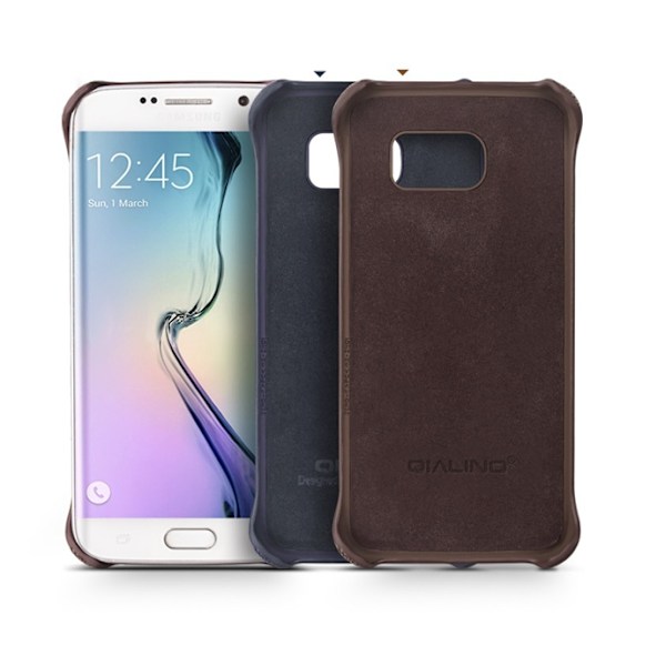 Qialino Äkta Läder BaksideSkal till Samsung Galaxy S6 - Brun Brun