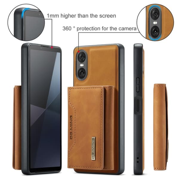 DG.MING Konstläder Plånboksfodral för Sony Xperia 10 VI - Brun