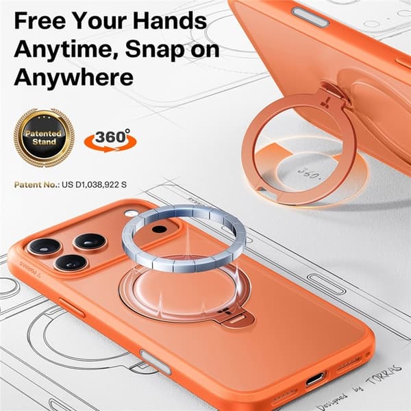 TORRAS Mobilskal till iPhone 17 Pro Max MagSafe Rotating Kickstand - Orange Orange