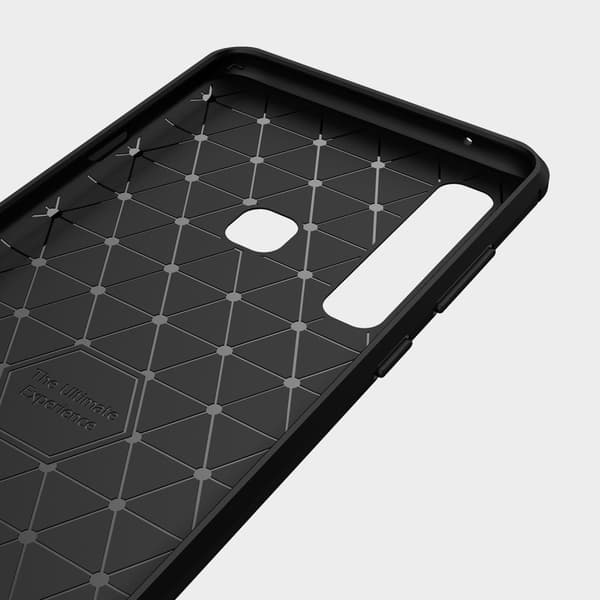 Kulfiber børstet mobilcover til Samsung Galaxy A7 (2018) - Blå Blue