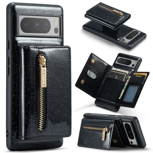 DG.MING M3 Series Konstläder Plånboksfodral för Google Pixel 8 Pro Svart