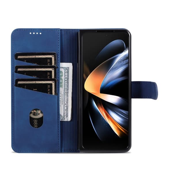 AZNS Samsung Galaxy Z Fold5 Plånboksfodral Konstläder - Blå