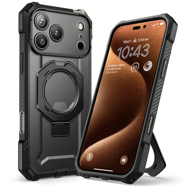 Supcase Telefontaske til iPhone 17 Pro Max Magsafe Kickstand UB Grip - Sort Svart