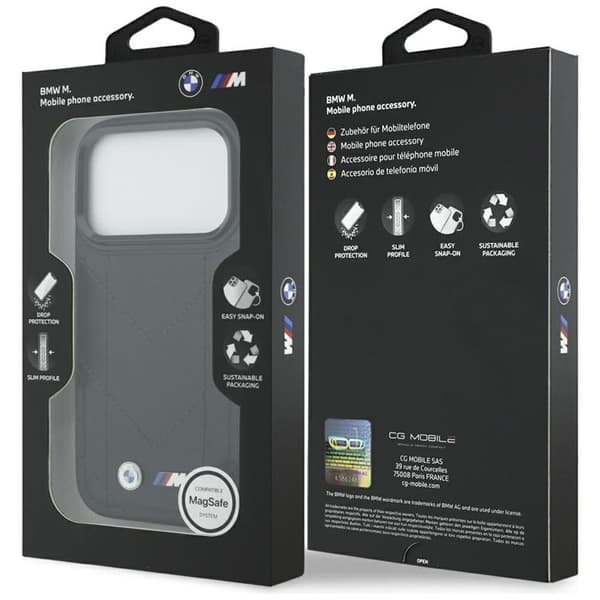 BMW Telefontaske til iPhone 17 Pro MagSafe M Quiltet Logo - Sort