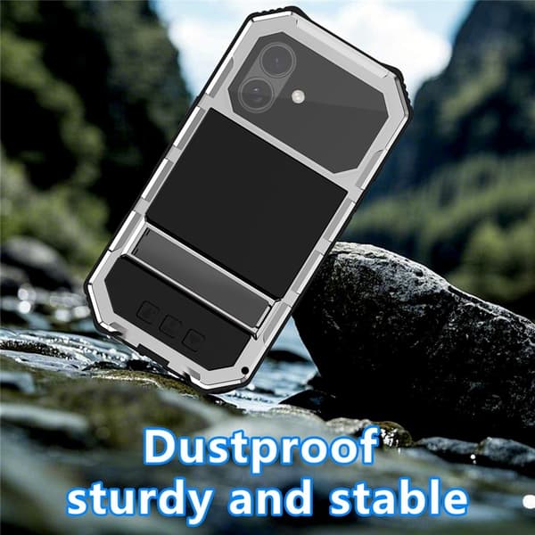 R-JUST Mobilskal till iPhone 17 med Härdat Glas Kickstand - Silver Silver
