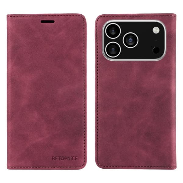 BETOPNICE iPhone 17 Pro Plånboksfodral Konstläder - Röd Röd